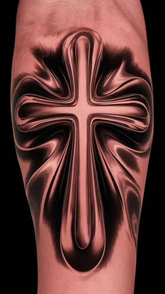 3D Cross Tattoo design for Men on Forearm 1