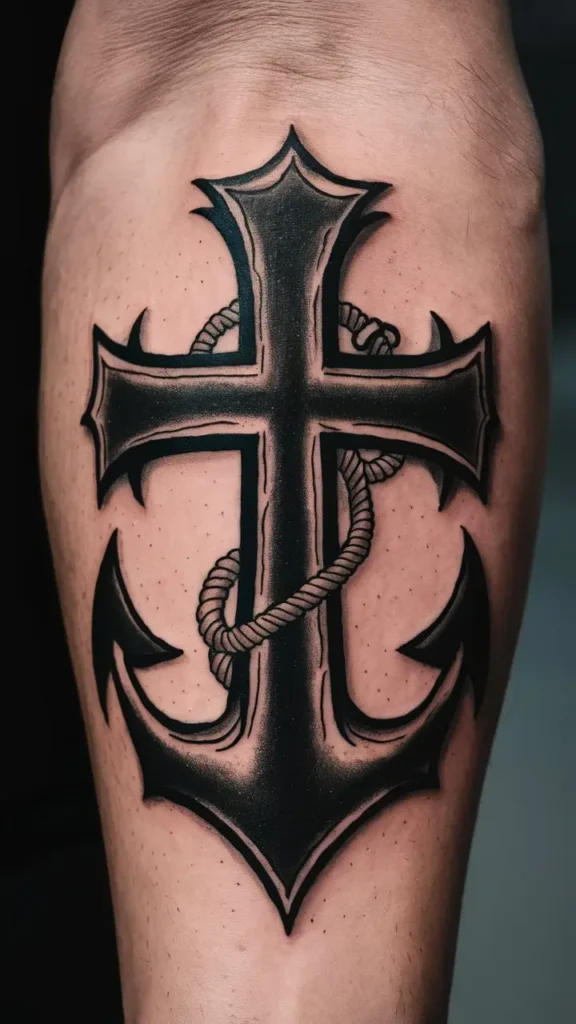 Cross and Anchor Tattoo design for Men on Forearm 1