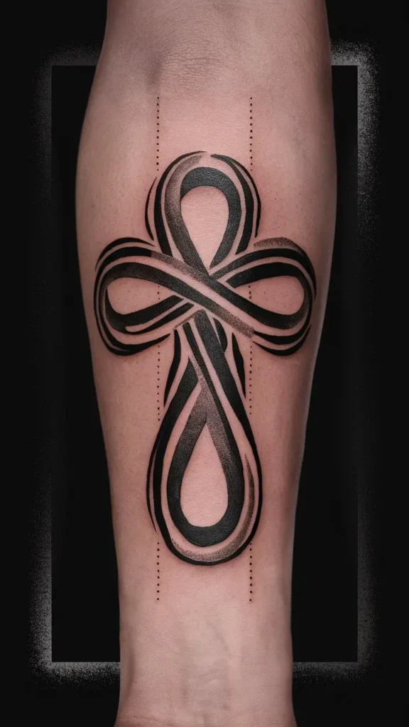 Infinity Cross Tattoo design for Men on Forearm 2