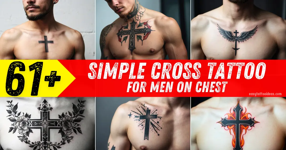 Simple Cross Tattoo For Men On Chest