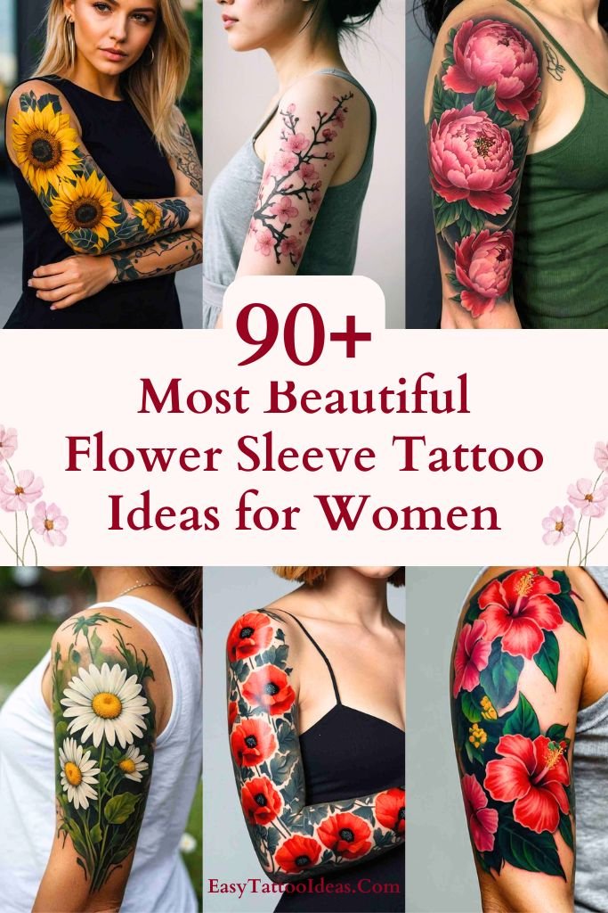 Most Beautiful Flower Sleeve Tattoo Ideas for Women