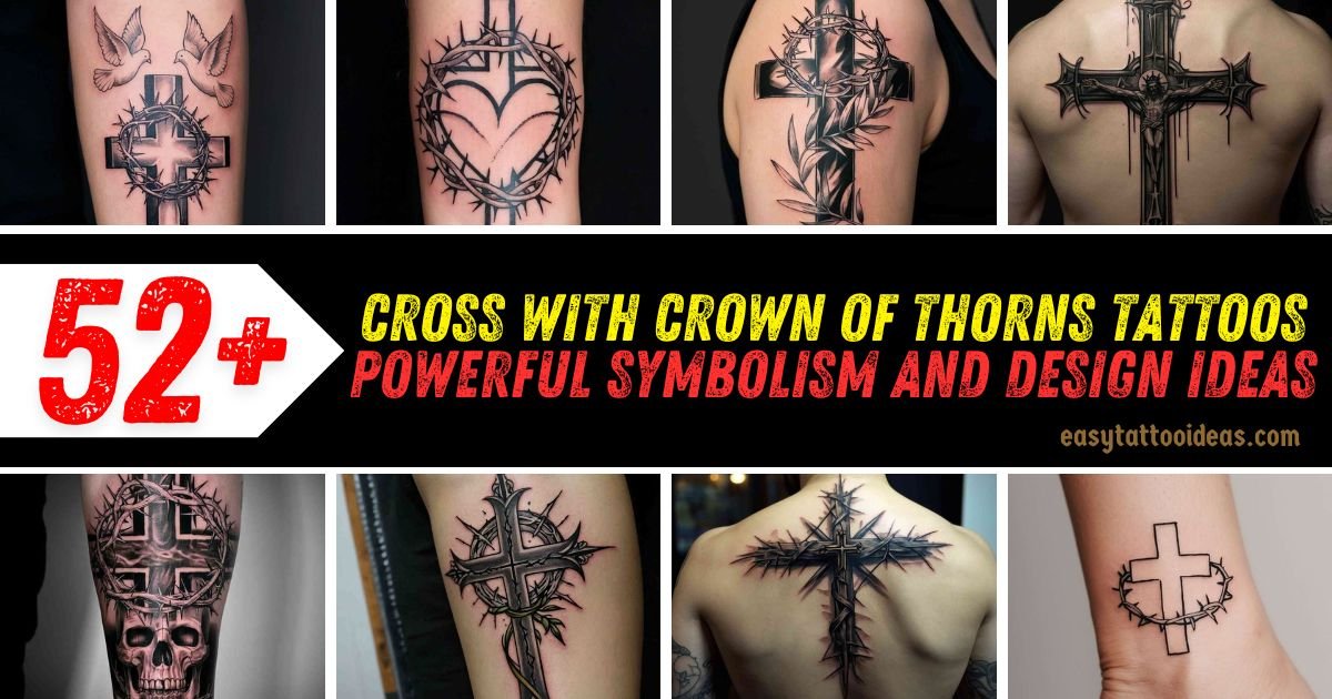 Cross With Crown of Thorns Tattoos