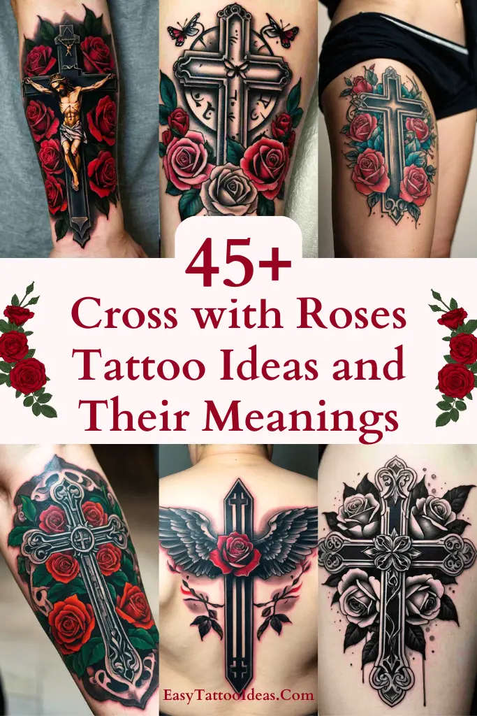 Cross with Roses Tattoo Ideas and Their Meanings