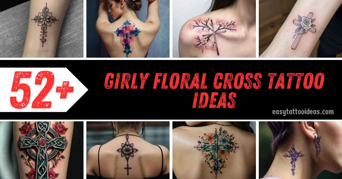 Girly Floral Cross Tattoo Ideas