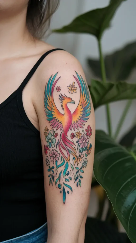 Floral Phoenix Tattoo