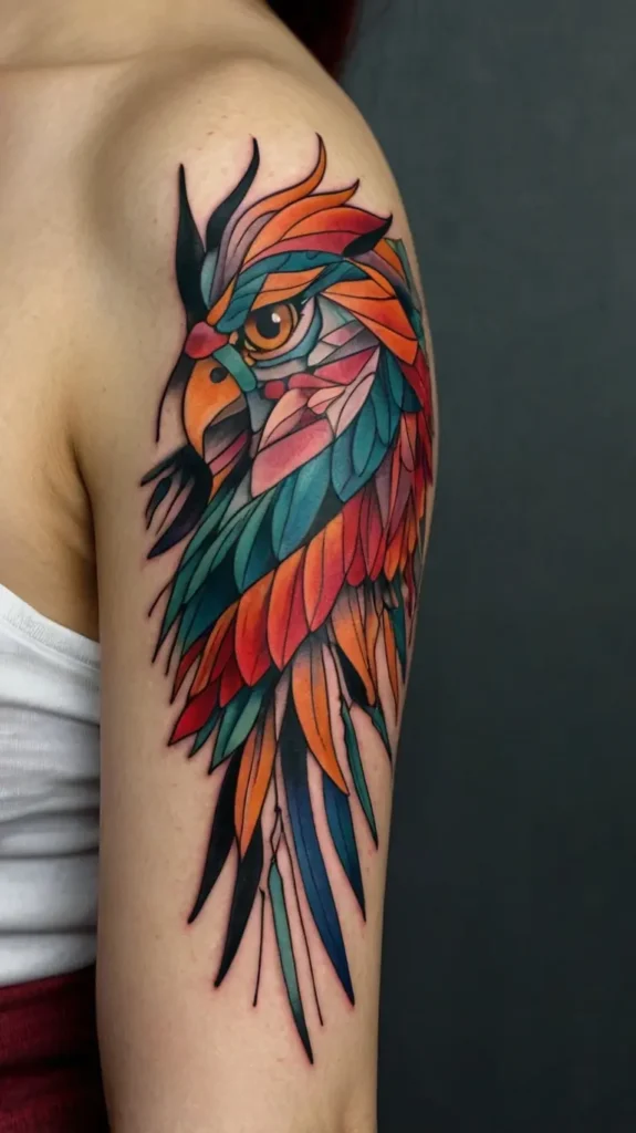 Geometric Phoenix Tattoo