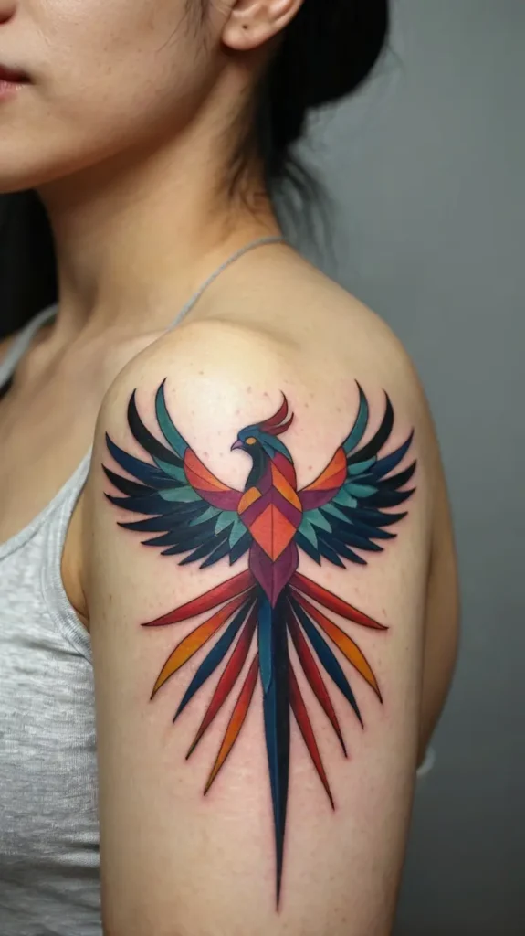 Geometric Phoenix Tattoo