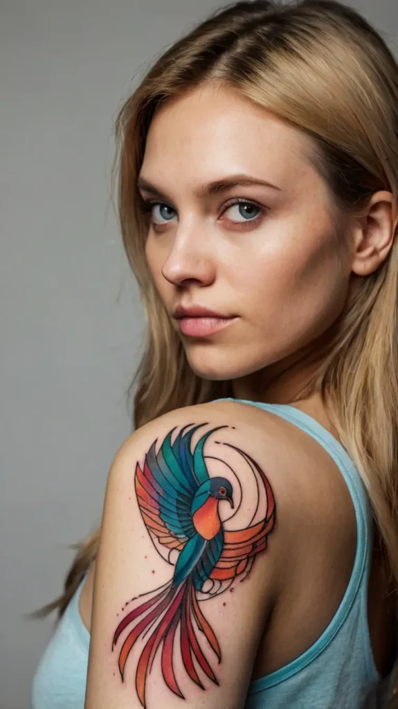 Geometric Phoenix Tattoo