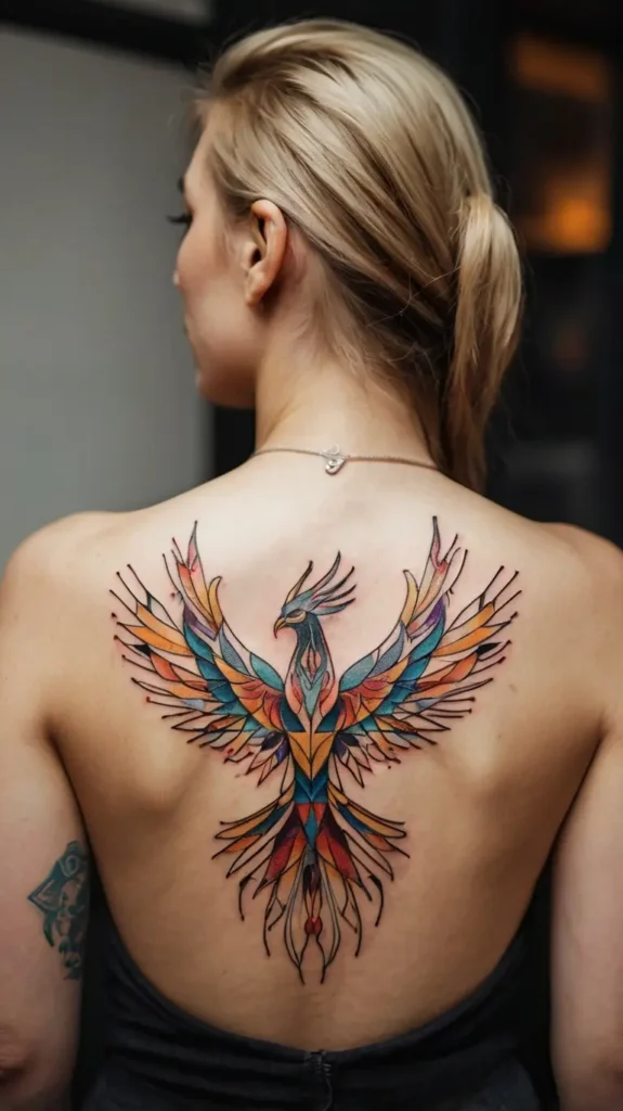 Geometric Phoenix Tattoo