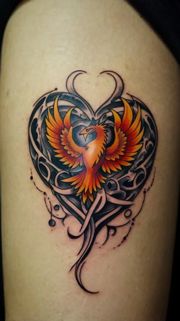 Phoenix Heart Tattoo