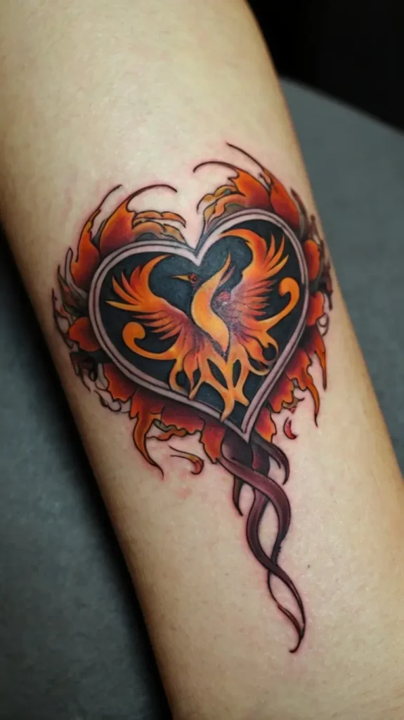 Phoenix Heart Tattoo