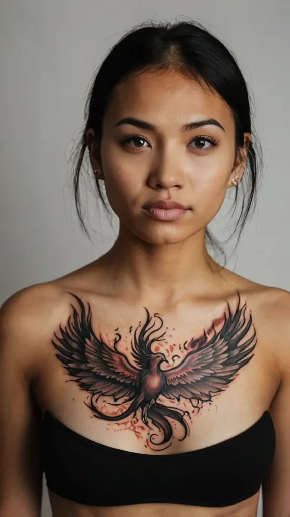 Phoenix Rising from Ashes Tattoo