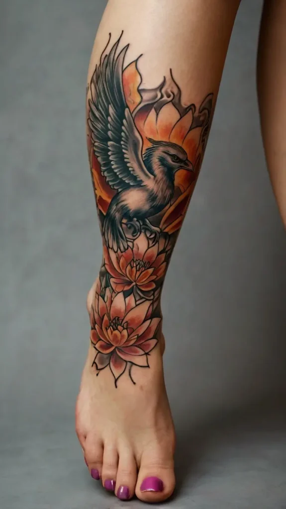 Phoenix and Lotus Tattoo