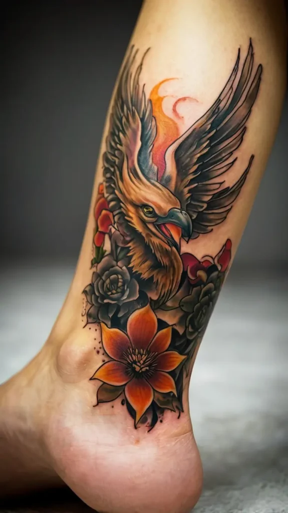 Phoenix and Lotus Tattoo