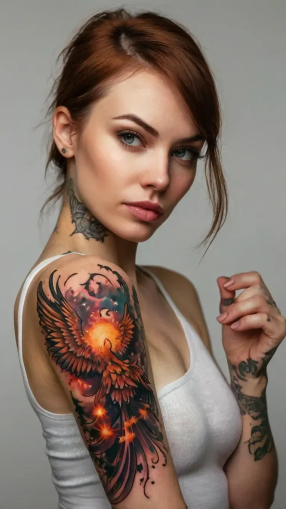 Phoenix and Stars Tattoo