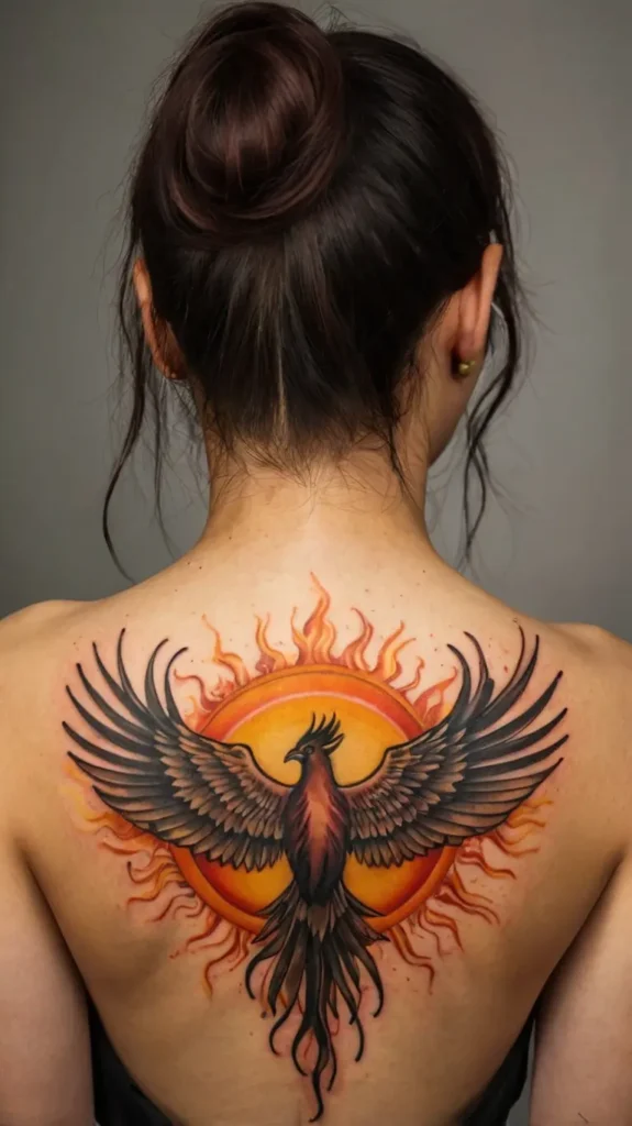 Phoenix and Sun Tattoo