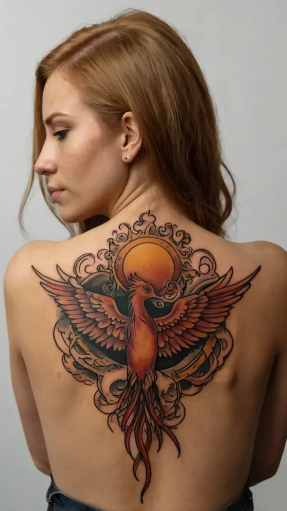 Phoenix and Sun Tattoo