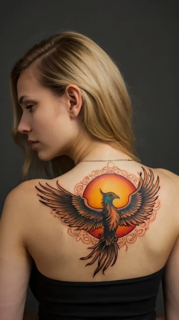 Phoenix and Sun Tattoo