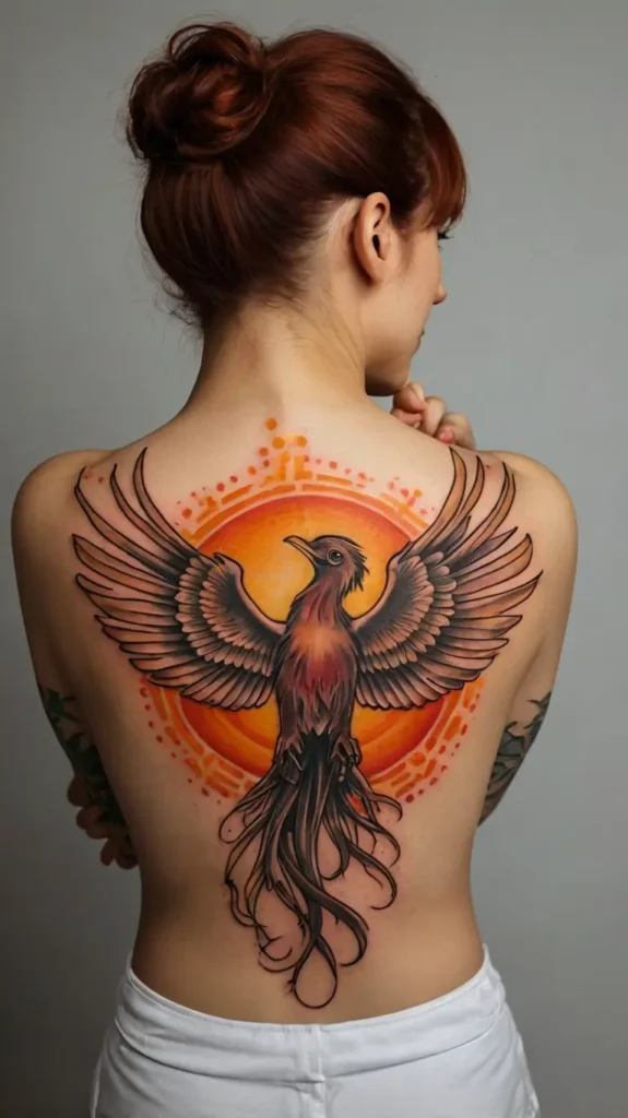 Phoenix and Sun Tattoo