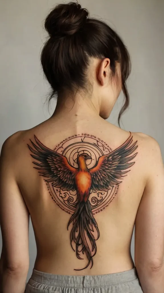 Phoenix and Sun Tattoo