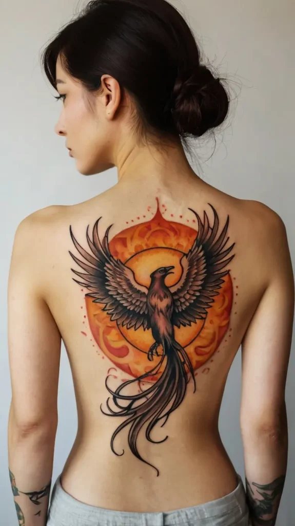 Phoenix and Sun Tattoo