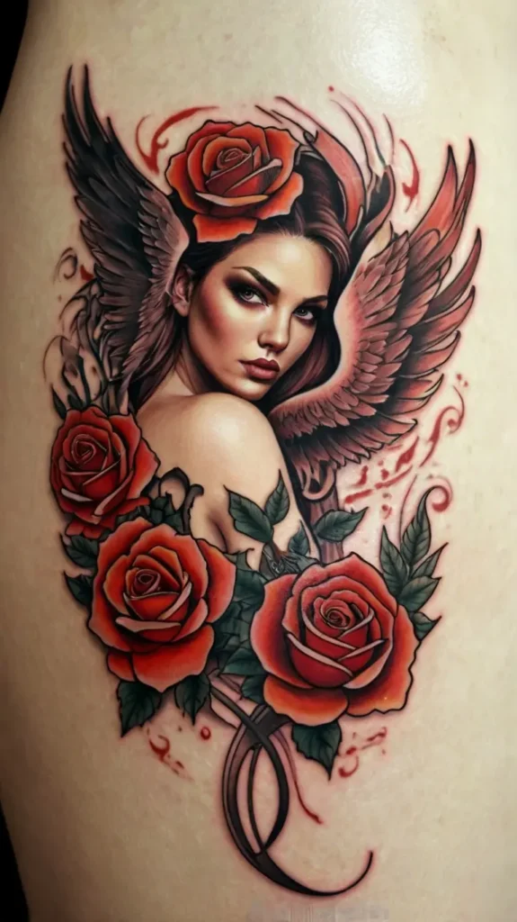 Phoenix with Roses Tattoo