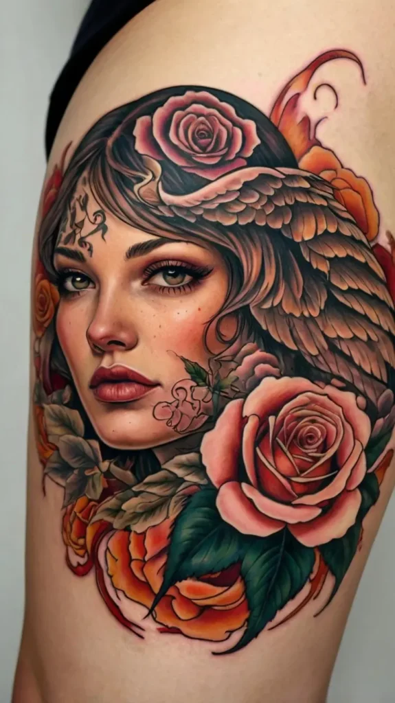 Phoenix with Roses Tattoo