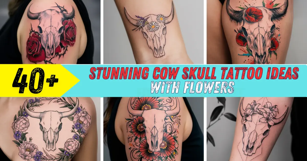 Stunning Cow Skull Tattoo Ideas with Flowers